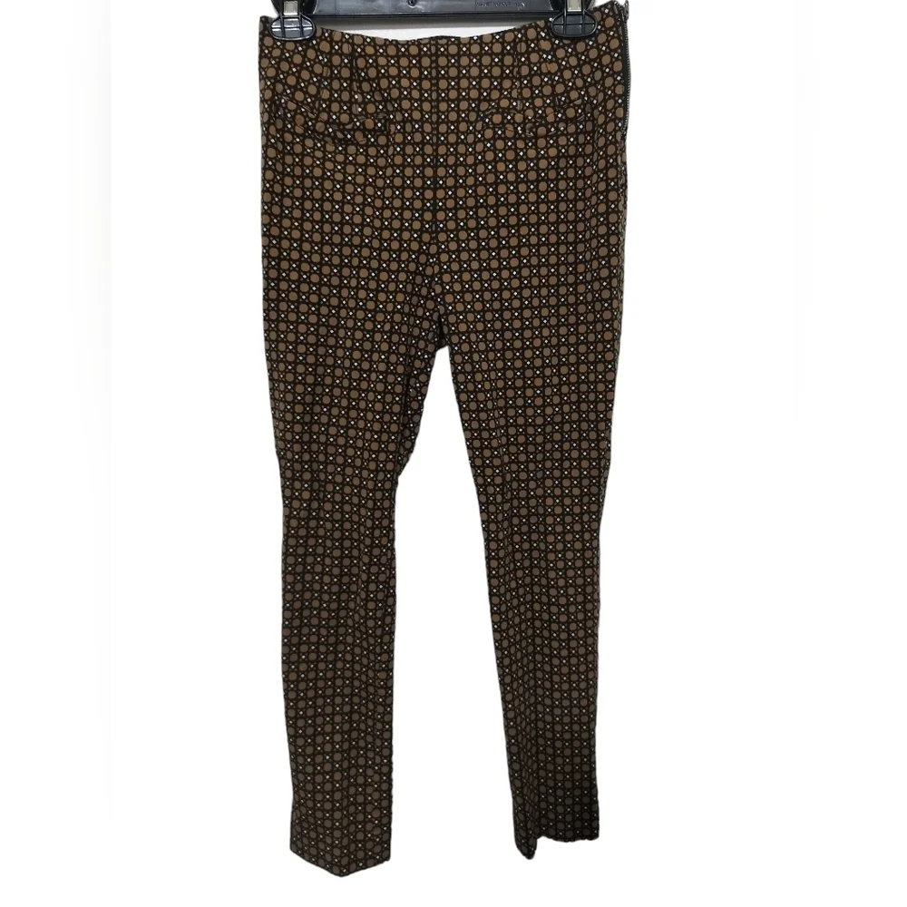 1810) Anthropologie The Essential Women's Cropped Pant in Brown Motif Size 2